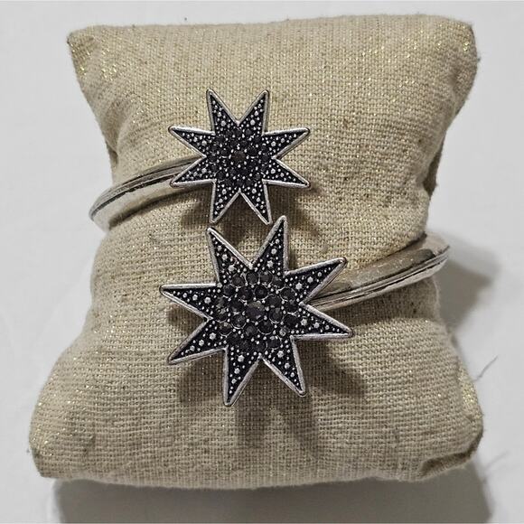 Lucky Brand Jewelry - Lucky Brand Hinged Silver Tone Huge Pave‎ Starburst Bracelet